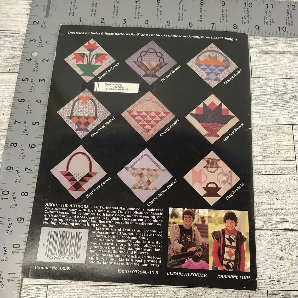 Classic Basket Quilting Patterns - Porter & Fons -‎ 1984 Sewing Craft Book